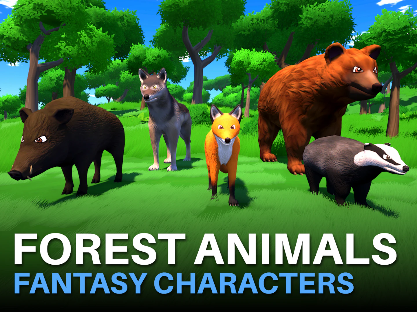 Forest Animals - Stylized Fantasy Characters 3D Model .c4d .max .obj .3ds .fbx .stl .blend 