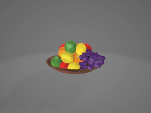 Bucket of Fruits 3D Model
