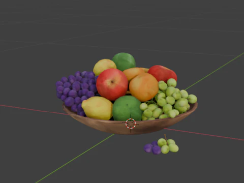 Bucket of Fruits 3D Model