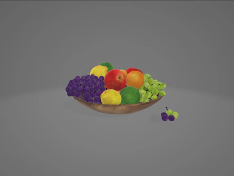 Bucket of Fruits 3D Model