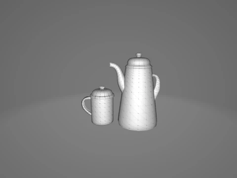 Traditional Indonesian Kettle and Cup 3D Model