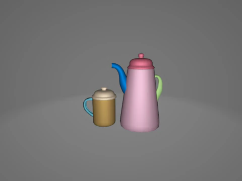Traditional Indonesian Kettle and Cup 3D Model