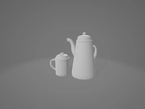 Traditional Indonesian Kettle and Cup 3D Model