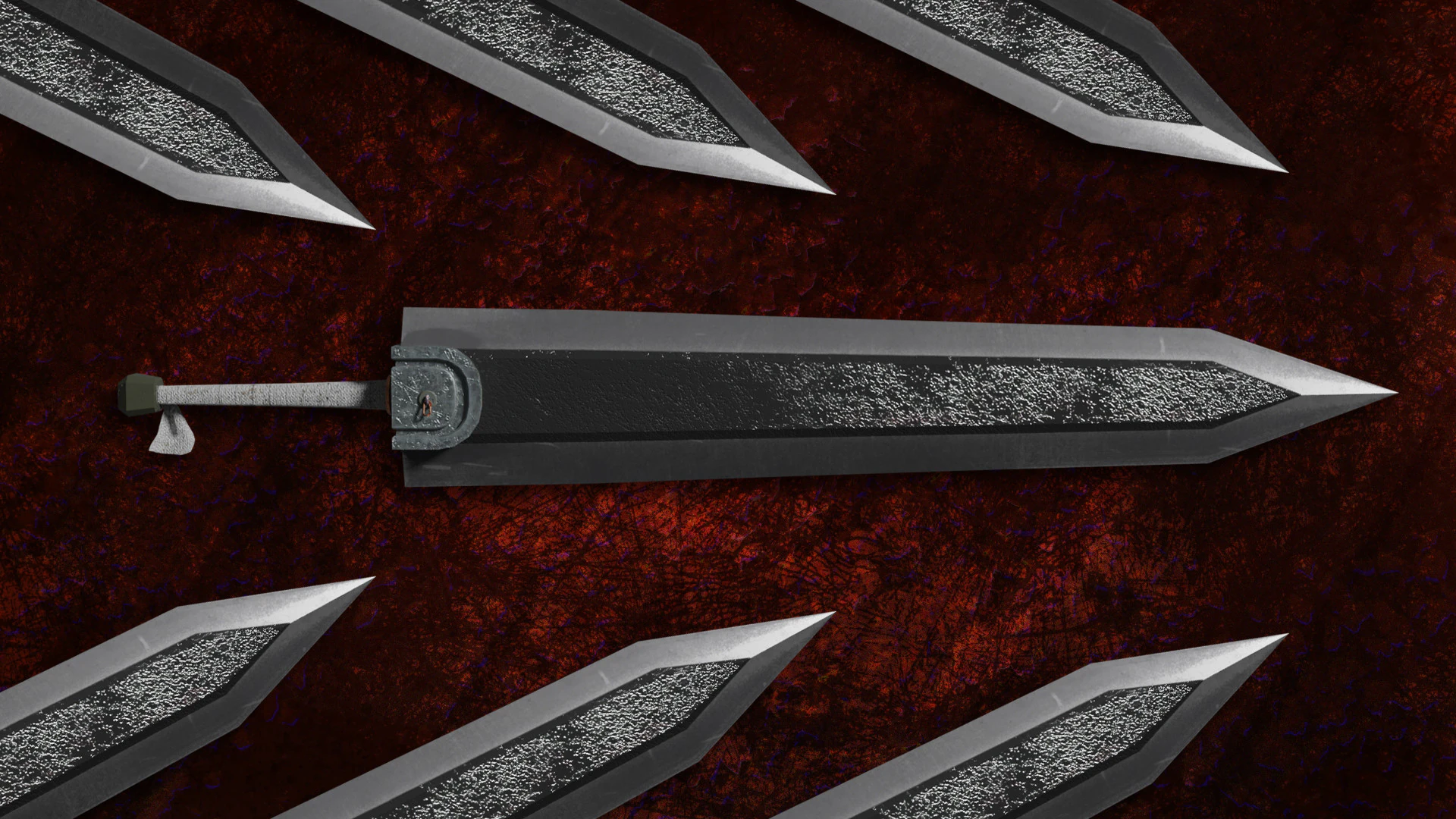 Dragon Slayer Berserk Sword LowP FanArt Free low-poly 3D Model .c4d .max .obj .3ds .fbx .stl .blend 