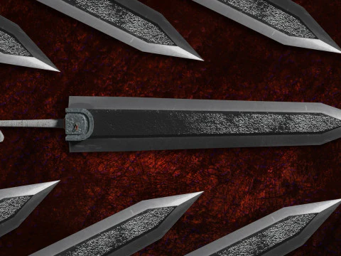 Dragon Slayer Berserk Sword LowP FanArt Low-poly gratuito Modello 3D