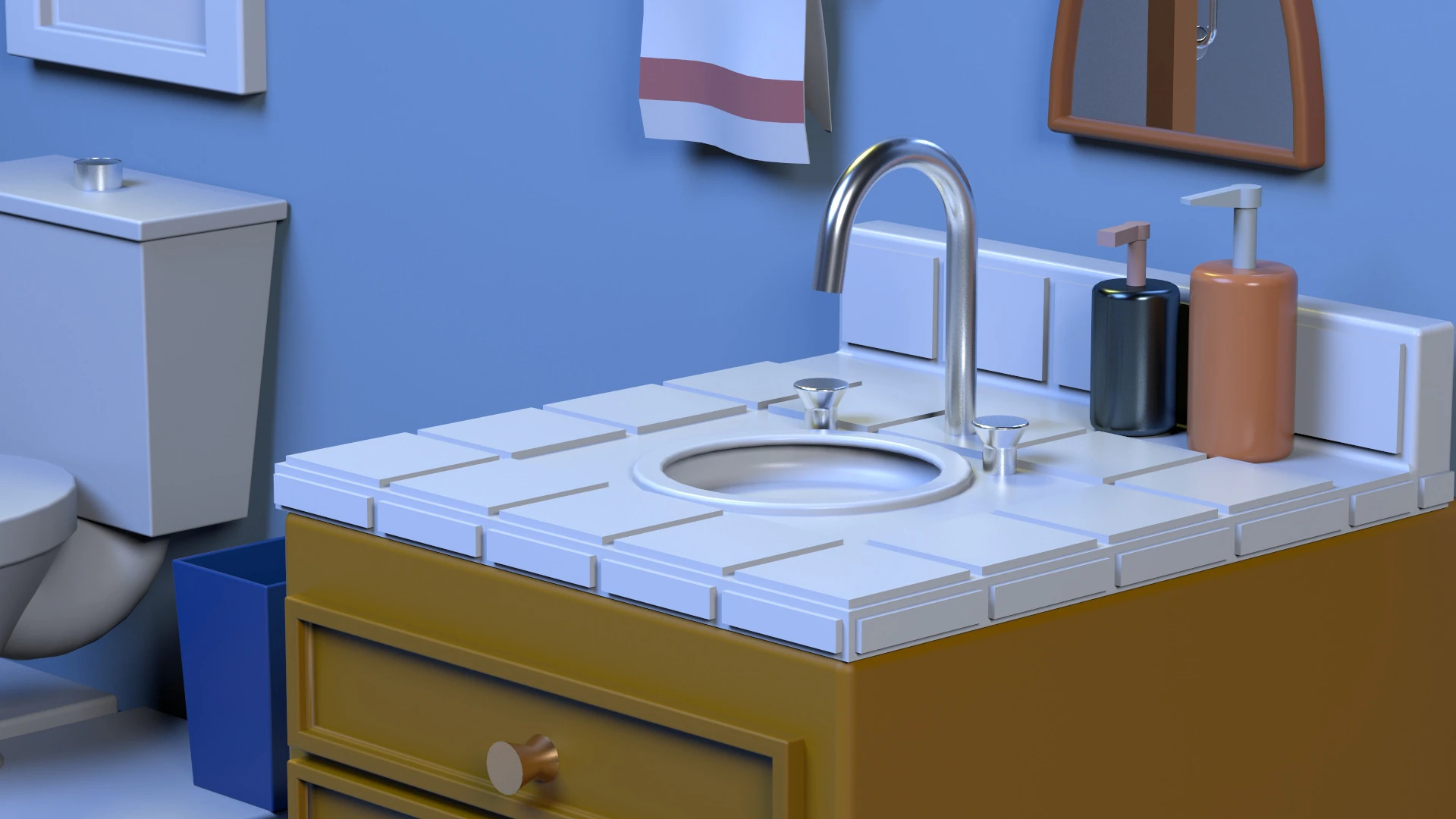 Isometric cartoon bathroom 3D Model .c4d .max .obj .3ds .fbx .stl .blend 