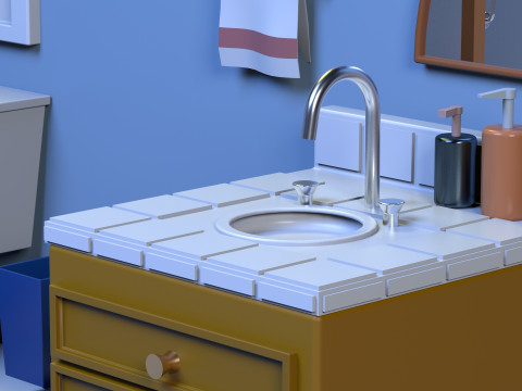 Isometric cartoon bathroom 3D Model