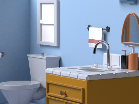 Isometric cartoon bathroom 3D Model