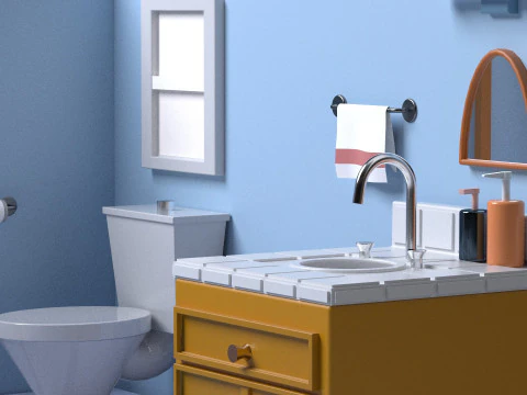 Isometric cartoon bathroom 3D Model