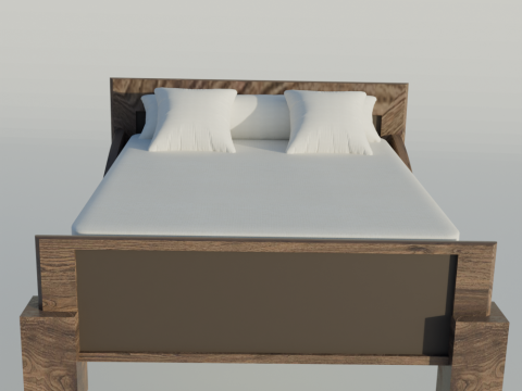 Wooden bed made of dark oak 3D 模型