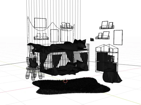 Furniture set for childrens room 3D Model