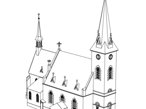 Catholic church in Podebrady CZ Model 3D