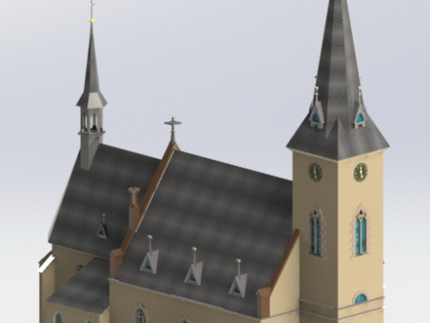 Catholic church in Podebrady CZ Model 3D