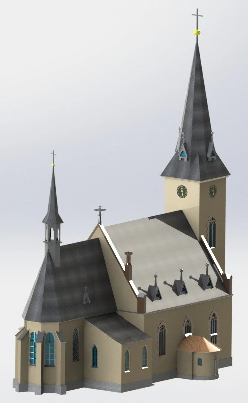 Catholic church in Podebrady CZ 3D Model .c4d .max .obj .3ds .fbx .stl .blend 