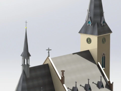 &Eacute;glise catholique de Podebrady CZ Modèle 3D