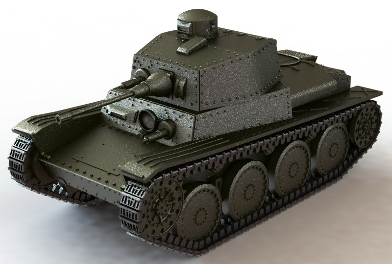 The Pzw39 Czechoslovakian light tank 3D Model .c4d .max .obj .3ds .fbx .stl .blend 
