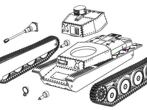 El tanque ligero checoslovaco Pzw39. Modelo 3D