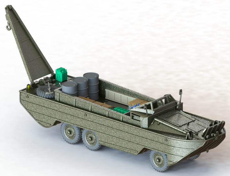 Amphibious vehicle DUKW-353 - 1-87 3D प्रिंट मॉडल .c4d .max .obj .3ds .fbx .stl .blend 