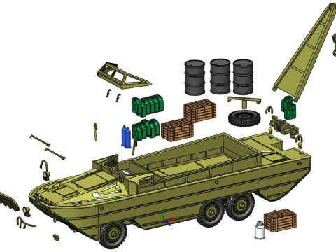 Amphibious vehicle DUKW-353 - 1-87 3D प्रिंट मॉडल