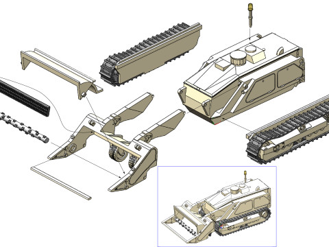 87195A M160 MV-4 Mine ClearingRobot Tiller 3D प्रिंट मॉडल