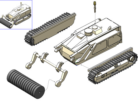 87195 M160 MV-4 Mine Clearing Robot Roller 3D प्रिंट मॉडल