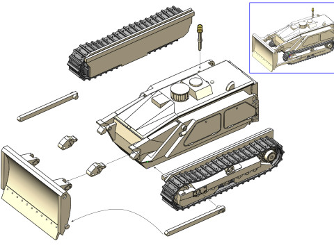 87196 M160 MV-4 Mine Clearing Robot Dozer Modello di stampa 3D