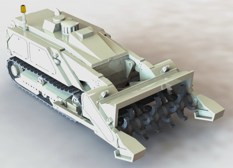 87195A M160 MV-4 Mine ClearingRobot Tiller 3D 프린트 모델 .c4d .max .obj .3ds .fbx .stl .blend