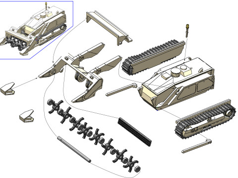 87195A M160 MV-4 Mine ClearingRobot Tiller 3D 프린트 모델