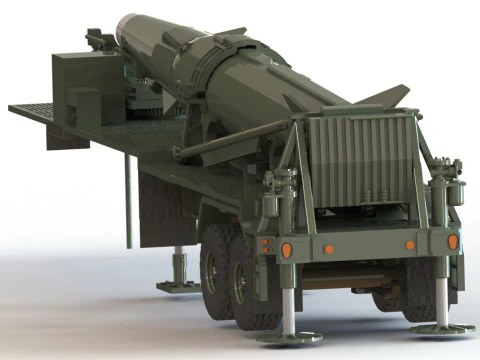 PERSHING II ON LAUNCH TRAILERS 3D Print Model