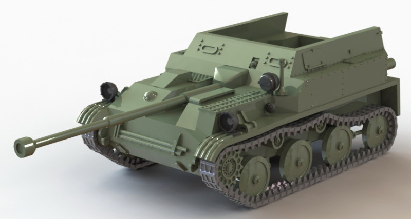ASU-57 tank 3Dプリントモデル .c4d .max .obj .3ds .fbx .stl .blend
