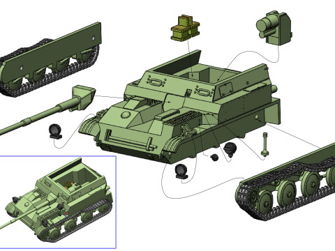 ASU-57 tank 3Dプリントモデル