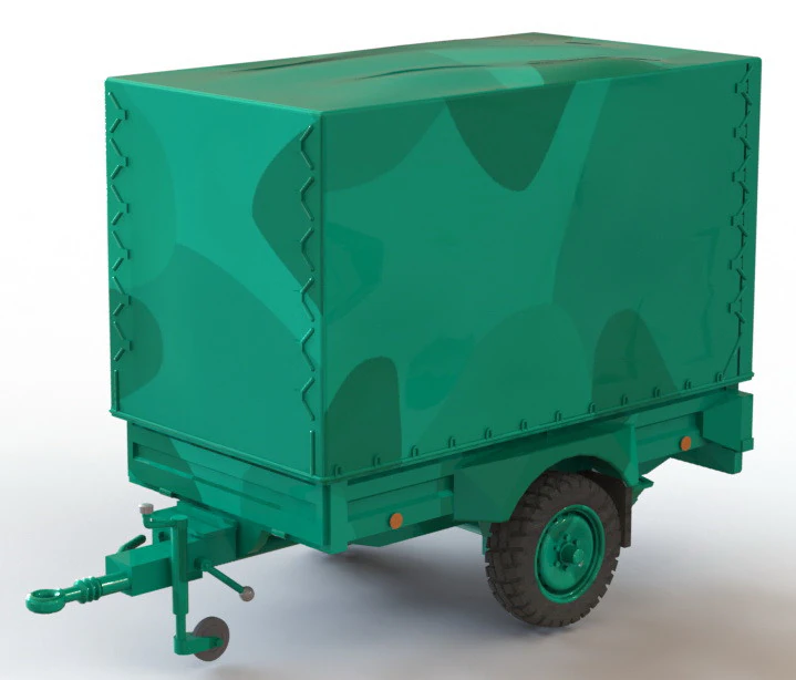 GERH 1t trailer with tarpaulin awning 3D Print Model .c4d .max .obj .3ds .fbx .stl .blend 