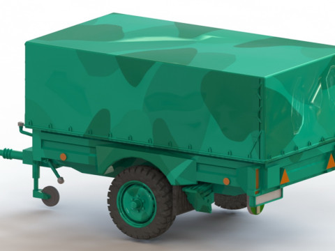 GERH 1t trailer with a low tarpaulin Modèles 3D en vedette