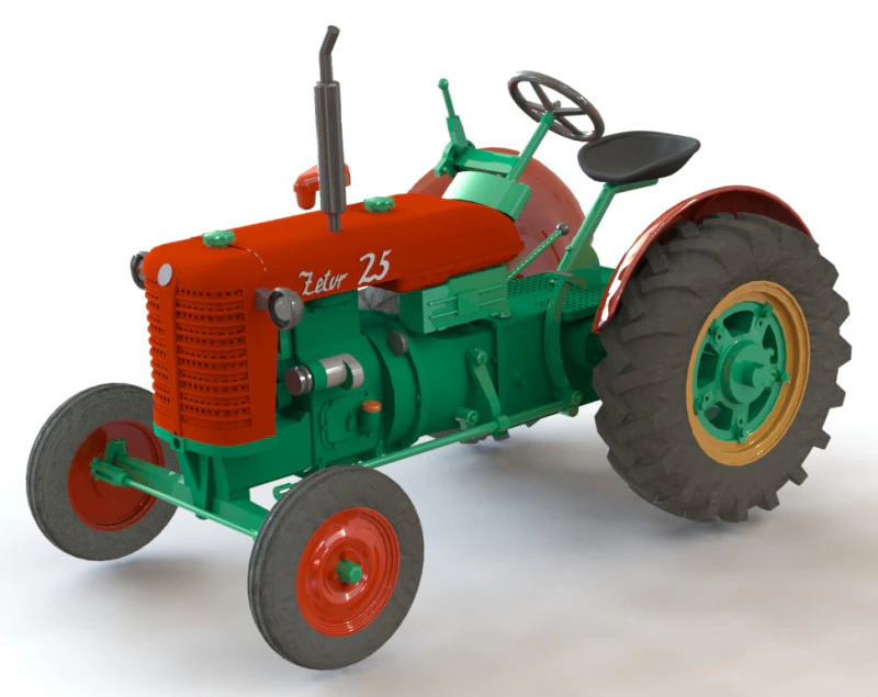 Tractor Zetor 25 de la República Checa 1-72 Modelo de impresión 3D .c4d .max .obj .3ds .fbx .stl .blend
