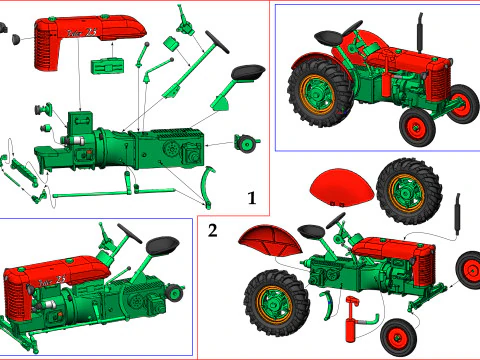 Tractor Zetor 25 de la Rep&uacute;blica Checa 1-72 Modelo de impresión 3D