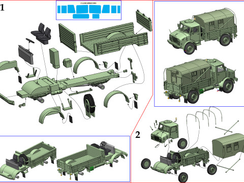 OAF Hussar with sideboard - tarpaulin for wheel arch 1-87 Modelo de Impressão 3D