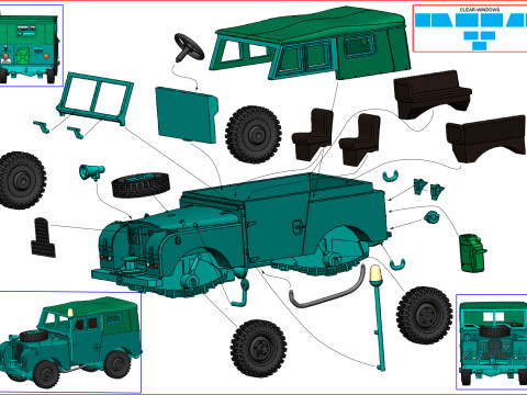 Land-Rover 86 Series 1 1956 1-87 3D-Druckmodell