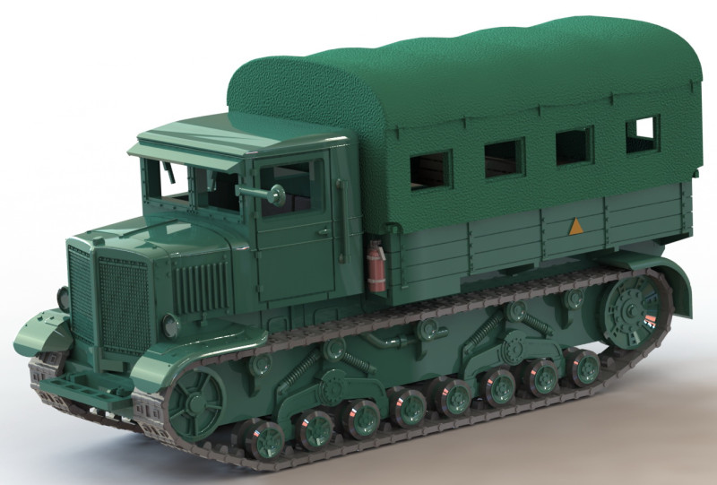 Russian Voroshilovec Tractor 1-87 3D 打印模型 .c4d .max .obj .3ds .fbx .stl .blend