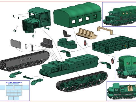 Russian Voroshilovec Tractor 1-87 3D 打印模型