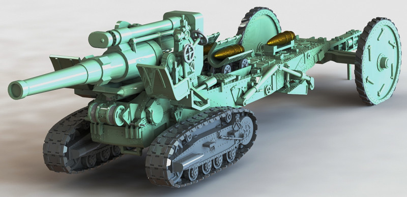 Soviet B-4 M1931 203mm Howitzer 1-87 Modello di stampa 3D .c4d .max .obj .3ds .fbx .stl .blend 