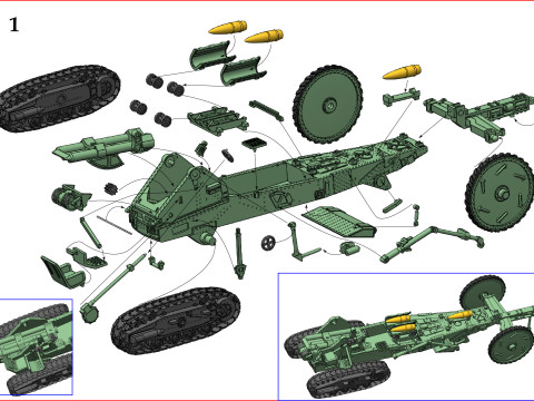Soviet B-4 M1931 203mm Howitzer 1-87 Modello di stampa 3D