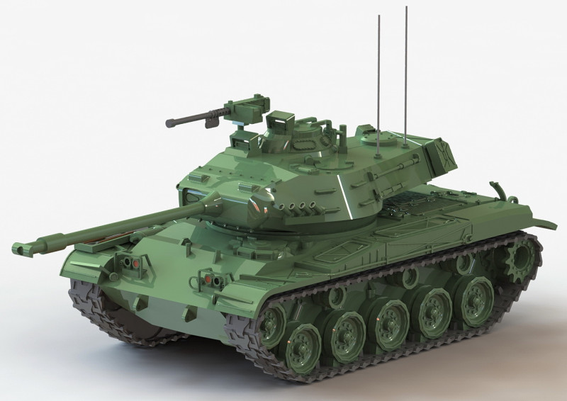 Tank M41 Walker Bulldog 1-87 Modèles 3D en vedette .c4d .max .obj .3ds .fbx .stl .blend 