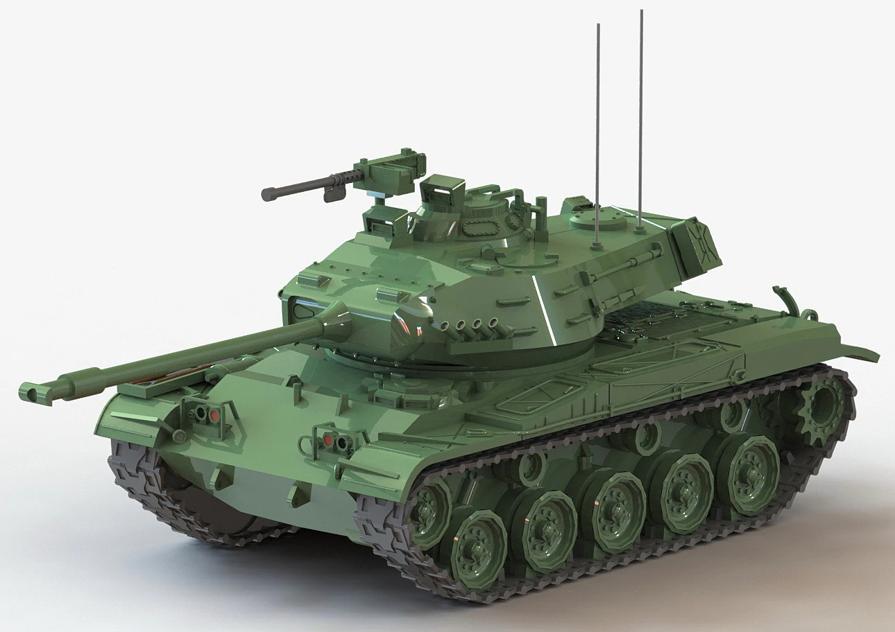 Tank M41 Walker Bulldog 1-87 3D Print Model .c4d .max .obj .3ds .fbx .stl .blend 