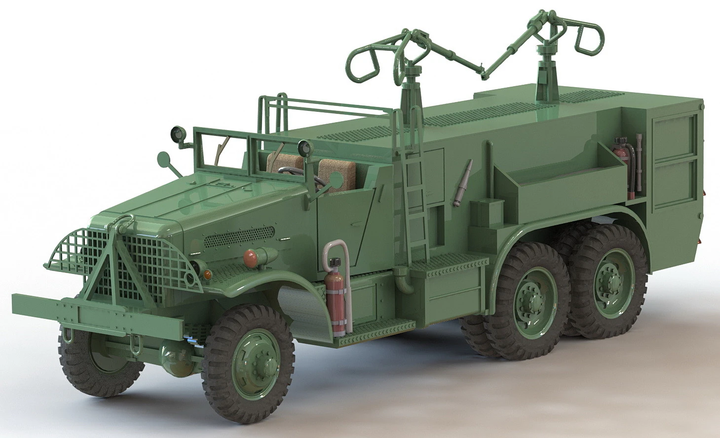 Brockway F666 Class 155 Fire Crash Truck 3D Print Model .c4d .max .obj .3ds .fbx .stl .blend 