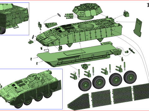 KTO ROSOMAK eight-wheeled armored fighting vehicle 3D प्रिंट मॉडल