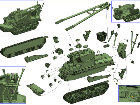 Bergepanzer M74 Model do druku 3D