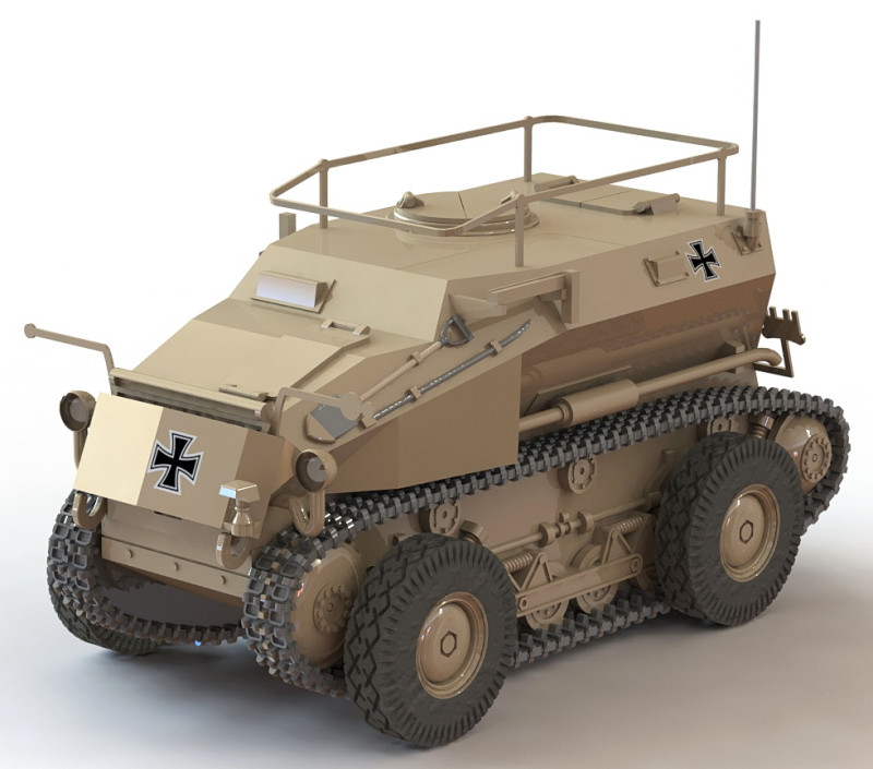 WWII German SdKfz254 Tracked Armoured Scout Car Modelo de Impressão 3D .c4d .max .obj .3ds .fbx .stl .blend 