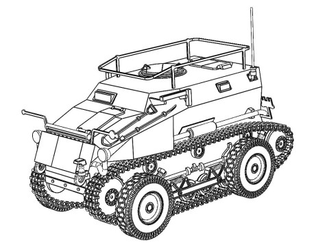 WWII German SdKfz254 Tracked Armoured Scout Car Modelo de Impressão 3D