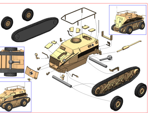 WWII German SdKfz254 Tracked Armoured Scout Car Modelo de Impressão 3D