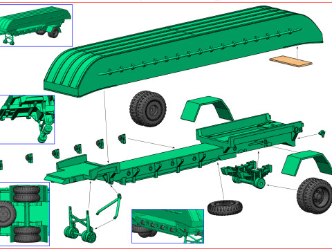 Semi remorgue porte-ponton 25t 1940-1945 Modelo de Impressão 3D
